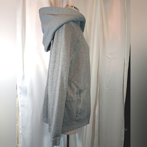 Nike Women Side Zip Hoodie, Gray, Fleece Waist Drawstring, Logo, Pockets, L - Picture 8 of 16